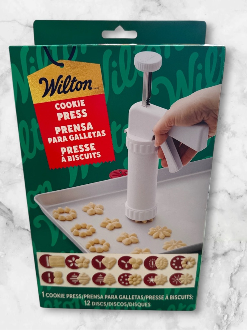 Wilton cookie press with 12 disc included NEW